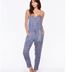 L*Space Tanzania Jumpsuit. Size Large Mosaic blue print.